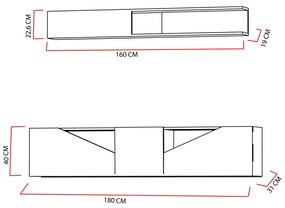 Unidade de TV Taç – Nogueira Preta – 180x40x31 cm