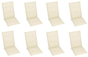 Cadeiras de jardim dobráveis c/ almofadões 8 pcs acácia maciça