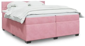 vidaXL Cama com molas/colchão 200x200 cm veludo rosa