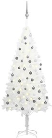 vidaXL Árvore Natal artificial pré-iluminada c/ bolas 180 cm branco