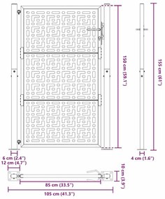 Portão de jardim 105x155 cm design cruzado de aço resistente