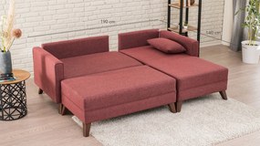 Sofá-cama de canto Bella – Vermelho Claret – 205 x 85 x 140 cm