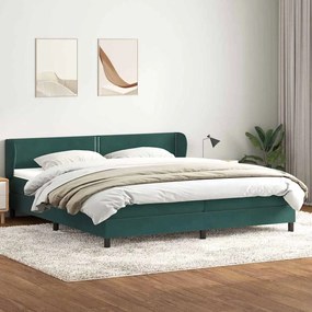 vidaXL Cama com molas/colchões 180x220 cm veludo verde-escuro