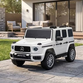 Carro elétrico para Crianças 3 a 7 anos*, 12V 4x4 Mercedes G63 AMG Rodas Espuma EVA, Controle remoto Branco