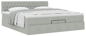 Estrutura de cama otomana com colchão 200x200 cm cinzento claro