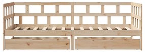Sofá-cama com gavetas 90x190 cm madeira de pinho maciça