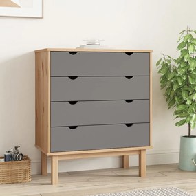 348583 vidaXL Armário gavetas OTTA 76,5x39,5x90cm pinho maciço castanho/cinza