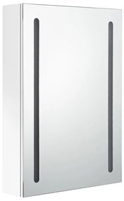 Armário espelhado casa de banho LED 50x13x70cm branco brilhante
