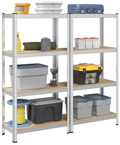 Prateleiras de armazenamento de 4 camadas 2 pcs aço prateado
