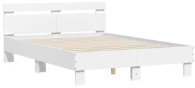 Estrutura de cama com cabeceira e luzes LED 120x200 cm branco