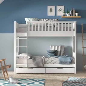 Conjunto cama Infantil SCOTT beliche com 2 gavetas BRANCO