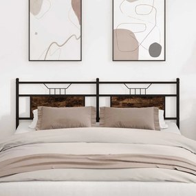 Cabeceira de cama 180 cm derivados madeira/aço carvalho fumado