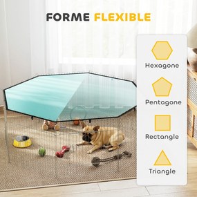 Parque para cães com 60 cm de altura, com 8 painéis e cobertura, modular e dobrável, recinto portátil e porta verde e prateada