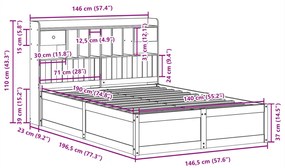 Cama sem colchão 140x190 cm madeira de pinho maciça branco