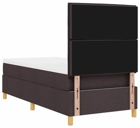 Cama Box com Colchão e LED Castanho Escuro 100x200 cm Tecido