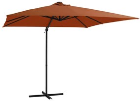 Guarda-sol jardim cantilever c/ luzes LED 250x250 cm terracotta