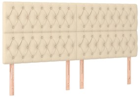 Estrutura de cama sem colchão 180x200 cm tecido cor creme