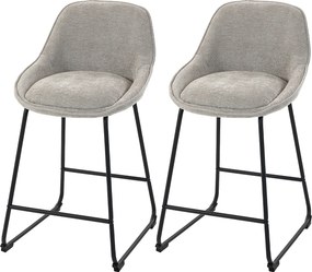 HOMCOM Conjunto de 2 Banquetas de Bar, Banquetas em Chenille, Assento Estofado 64H cm, Encosto e Apoia-Pés, Cinza | Aosom Portugal