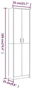 Roupeiro de corredor 55x25x189 cm derivados madeira cor fumado