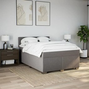 Cama com molas/colchão 160x200 cm tecido castanho-acinzentado