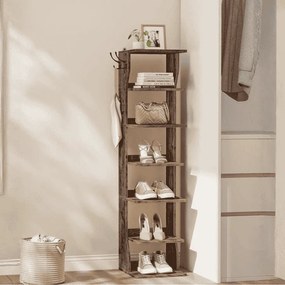 Sapateira estreita para sapatos com 7 prateleiras 30 x 26,4 x 110,4 cm Castanho vintage