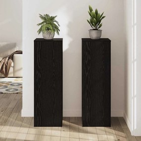 Suportes de Plantas - 2 pcs Carvalho Preto 33 x 33 x 100 cm, Madeira E
