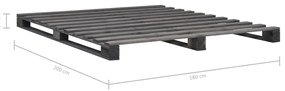 Estrutura de cama em paletes pinho maciço 180x200 cm cinzento