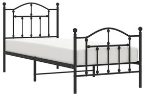 Estrutura de cama com cabeceira e pés 90x190 cm metal preto