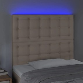 Cabeceira cama c/ LED couro artif. 100x5x118/128 cm cappuccino