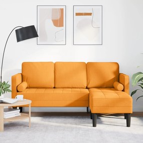 Sofá L em forma de L para 3 pessoas vidaXL Amarelo Escuro 160 cm Tecid