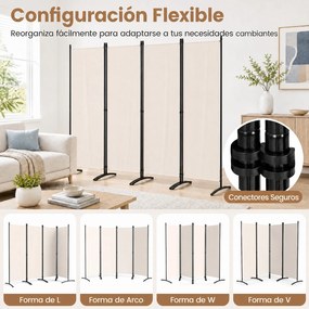 Biombo Separador de Ambientes de 4 Painéis, 224 x 52 x 173 cm, Dobrável, Bege