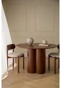 Mesa De Jantar Redonda Ø120 Cm Em Chapa E Mdf Athena Folheado De Nogueira - Sklum