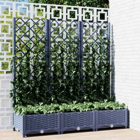 318252 vidaXL Vaso/floreira jardim c/ treliça 120x40x121,5 cm PP cinzento azul