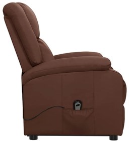 Poltrona elevatória couro artificial castanho