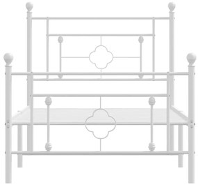 Estrutura de cama com cabeceira e pés 100x190 cm metal branco