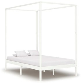 283265 vidaXL Estrutura de cama com toldo 140x200 cm pinho maciço branco