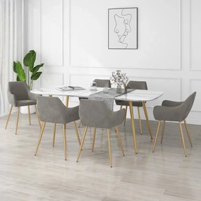 vidaXL Cadeiras de jantar 6 pcs veludo cinzento-claro