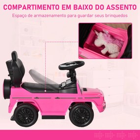 Carro Andador para Crianças Mercedes G350 com Buzina Capota Removível Encosto e Suporte de Proteção 85,5x40,5x95 cm Rosa