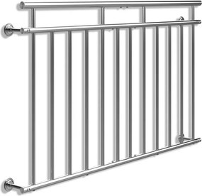 Corrimão francês para varanda em aço inoxidável 90 x 156 cm Prateado