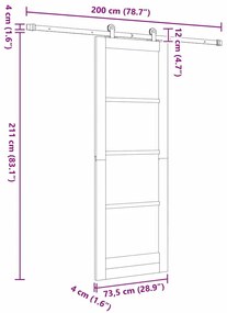 Porta de Correr vidaXL com Conjunto de Acessórios 73,5x211 cm Madeira