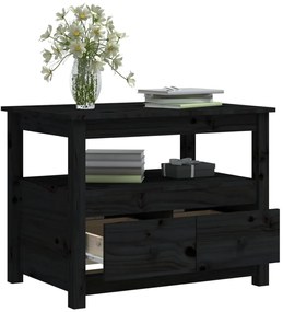 Mesa de centro 71x49x55 cm pinho maciço preto