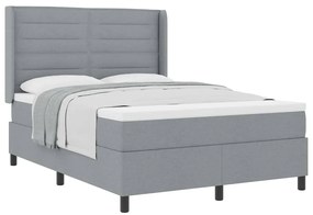 Cama com Estrado e Colchão Cinza Claro 140x200 cm em Tecido