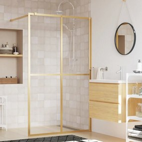 vidaXL Divisória de chuveiro 140x195 cm vidro transparente ESG dourado