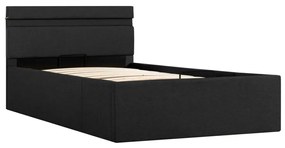 Cama hidráulica c/ arrumação LED 100x200cm tecido cinza-escuro