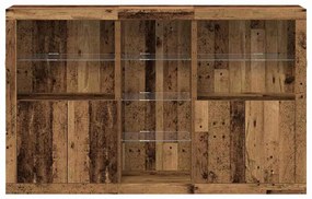 Sideboard vidaXL com Luzes LED Madeira Velha 162x37x100 cm Madeira Lam