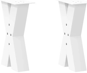 vidaXL Pés para mesa de centro em formato de X, 2 peças, branco, 28x(42-43) cm, aço