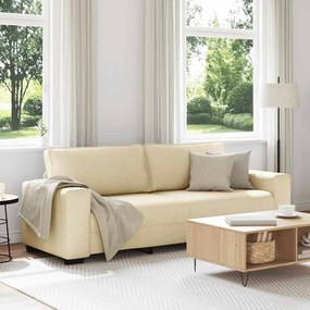 Sofá de 3 lugares tecido 180 cm cor creme