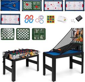Mesa de jogos 14 em 1 com basquetebol, bilhar, matraquilhos, pingue-pongue, hóquei, xadrez e muito mais para festas e salas de jogos – Preta