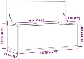 Caixa de Armazenamento vidaXL em Madeira Reciclada 102x35x35 cm com Ma