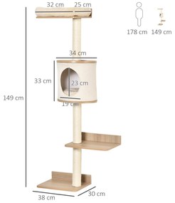 PawHut Árvore para Gatos de Parede com Múltiplas Plataformas Caverna C